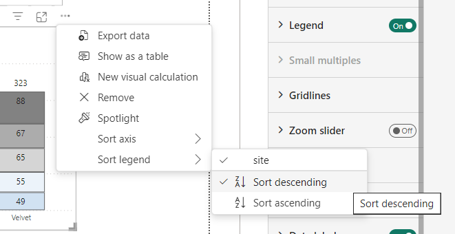 Changing the sort legend setting to Sort descending